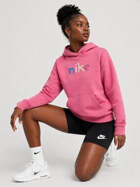 Nike Dusty Pink/Muted Orange Hoodie w Logo Youth XL Fits Women XS S Pullover
